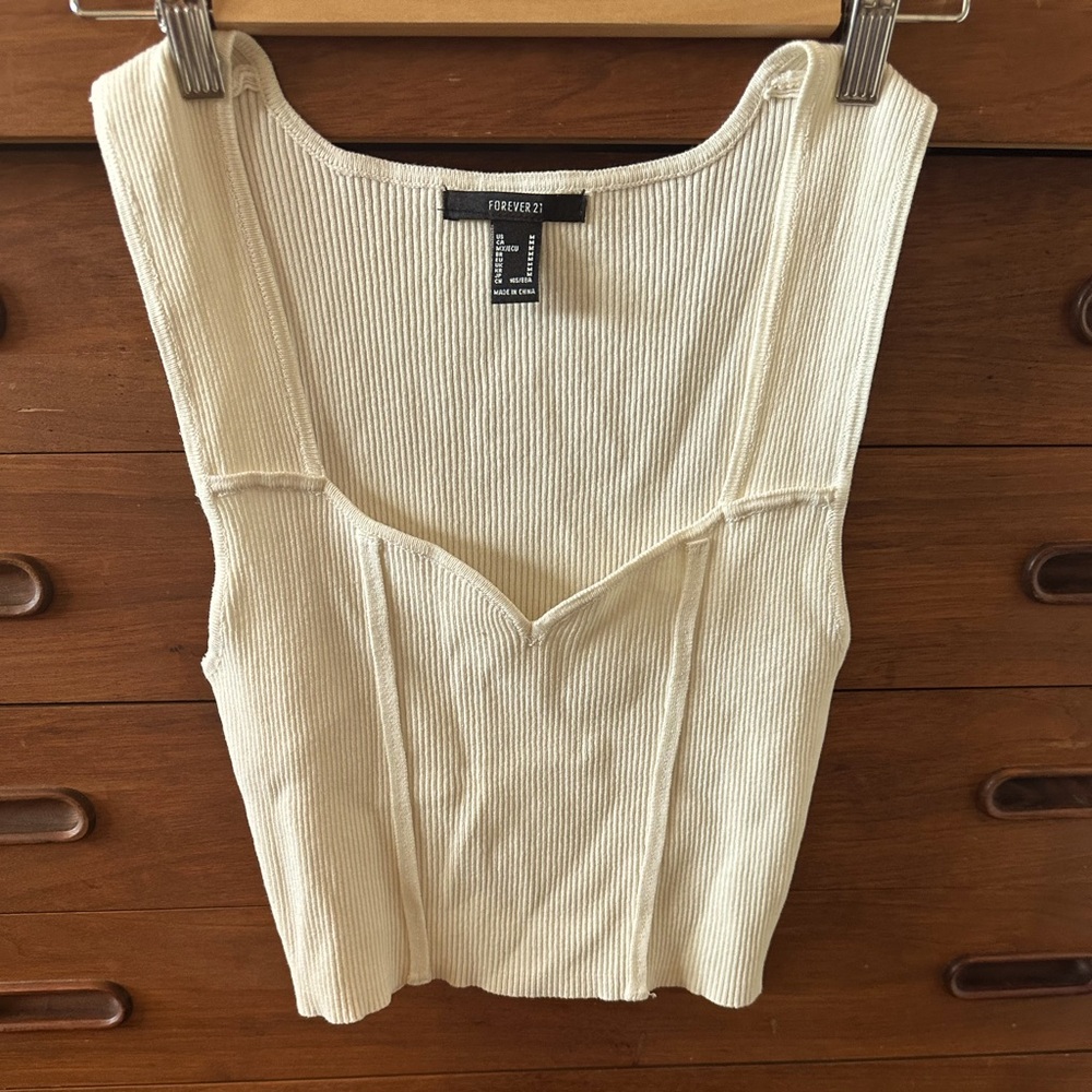 Forever 21 Cream Ribbed Top - Size M